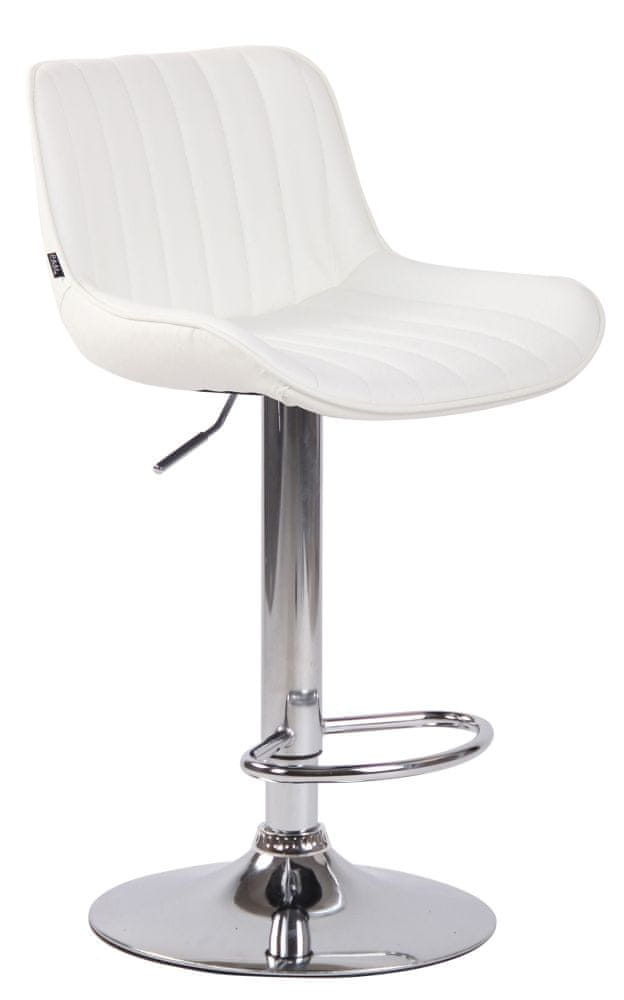 BHM Germany Barová stolička Lentini, syntetická koža, chróm / biela